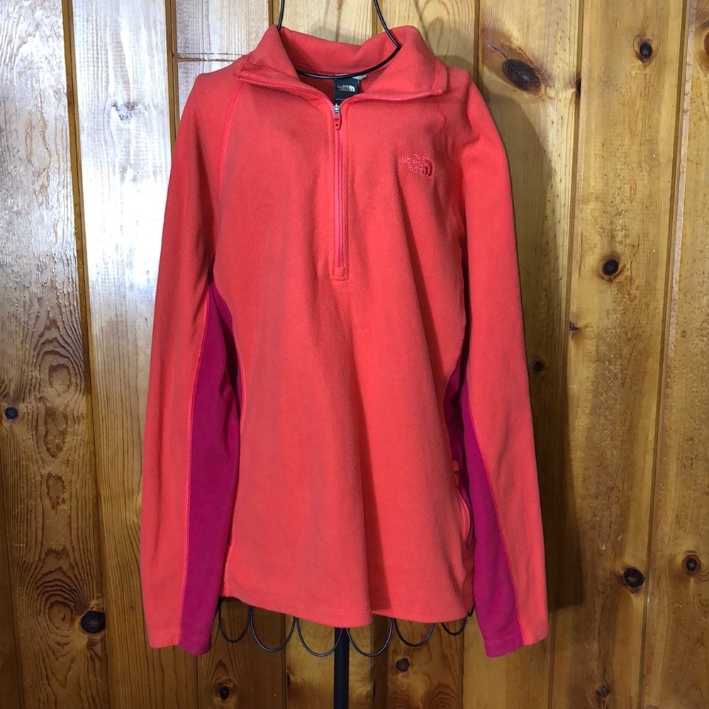 The North Face Tech 100 1/2-Zip Fleece Top (Women's) size large orange/pink top - Picture 3 of 12